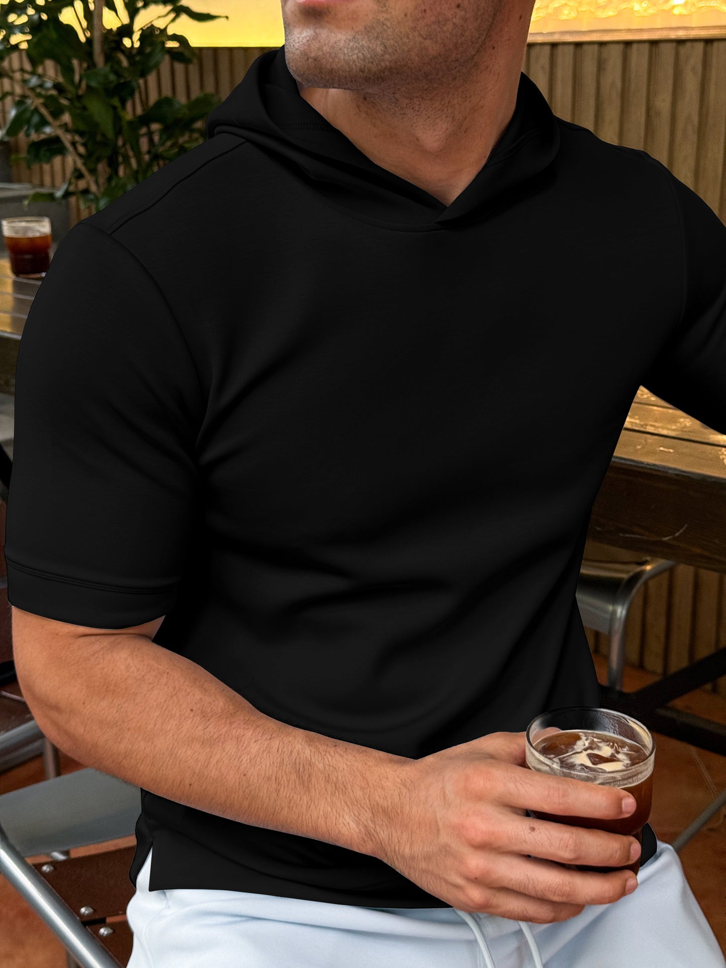 Modal Blend Short Sleeve Hoodie